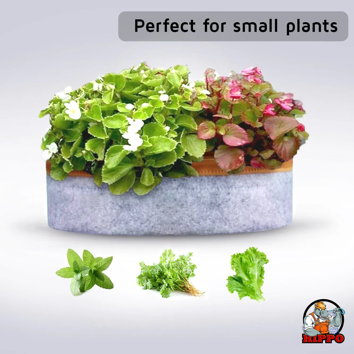HIPPO NonWoven Fabric Grow Bag Pots 400 GSM Ideal for Outdoor, Gardening, Suitable for Spinach, Small Plants Grey Color