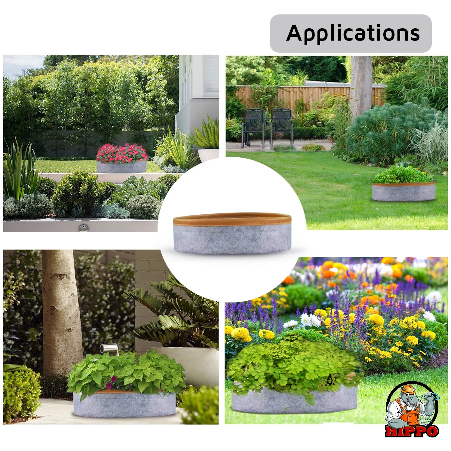 HIPPO NonWoven Fabric Grow Bag Pots 400 GSM Ideal for Outdoor, Gardening, Suitable for Spinach, Small Plants Grey Color