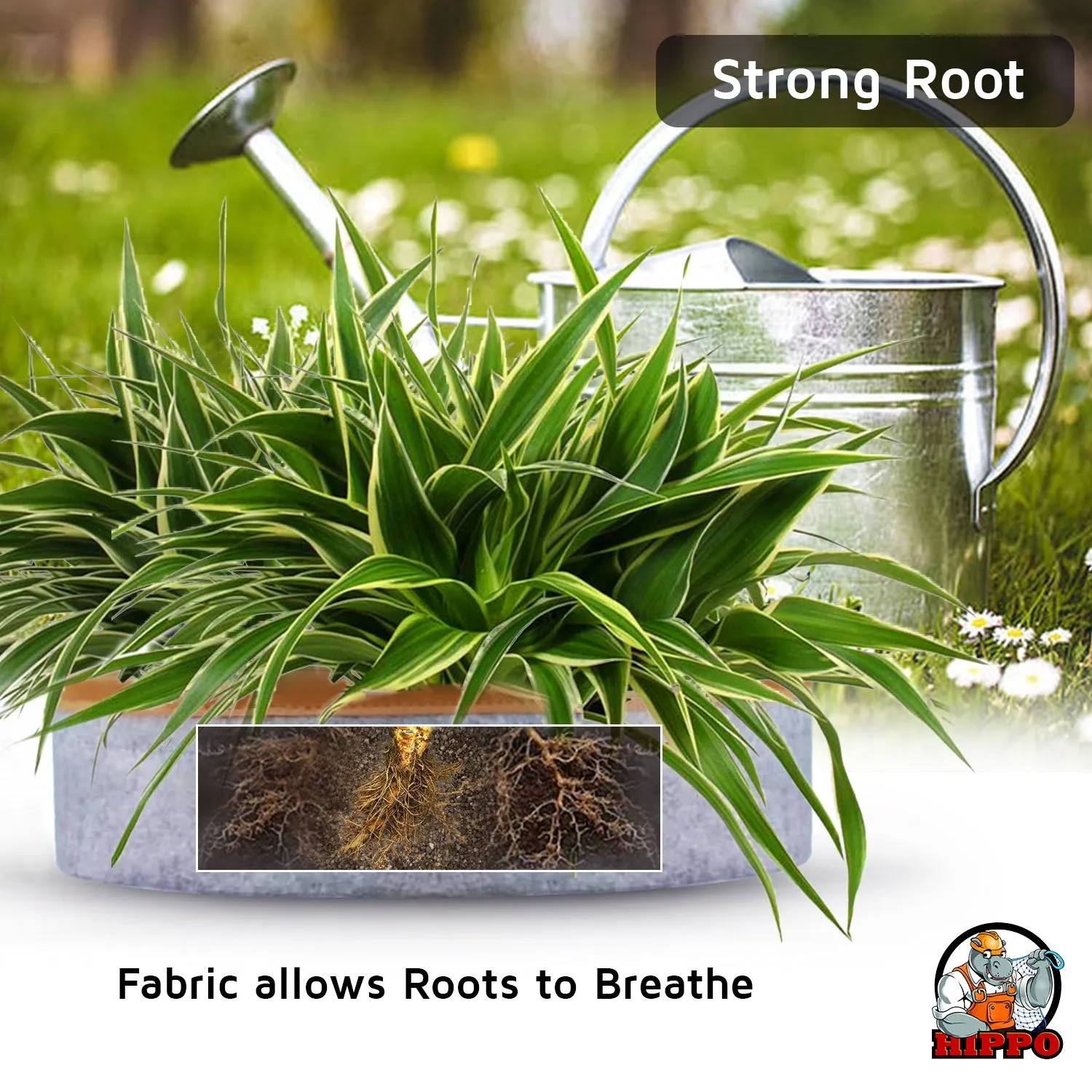 HIPPO NonWoven Fabric Grow Bag Pots 400 GSM Ideal for Outdoor, Gardening, Suitable for Spinach, Small Plants Grey Color