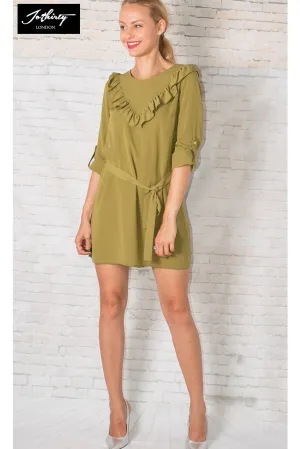 JOTHIRTY Ruffle Detail Tea Dress in Green