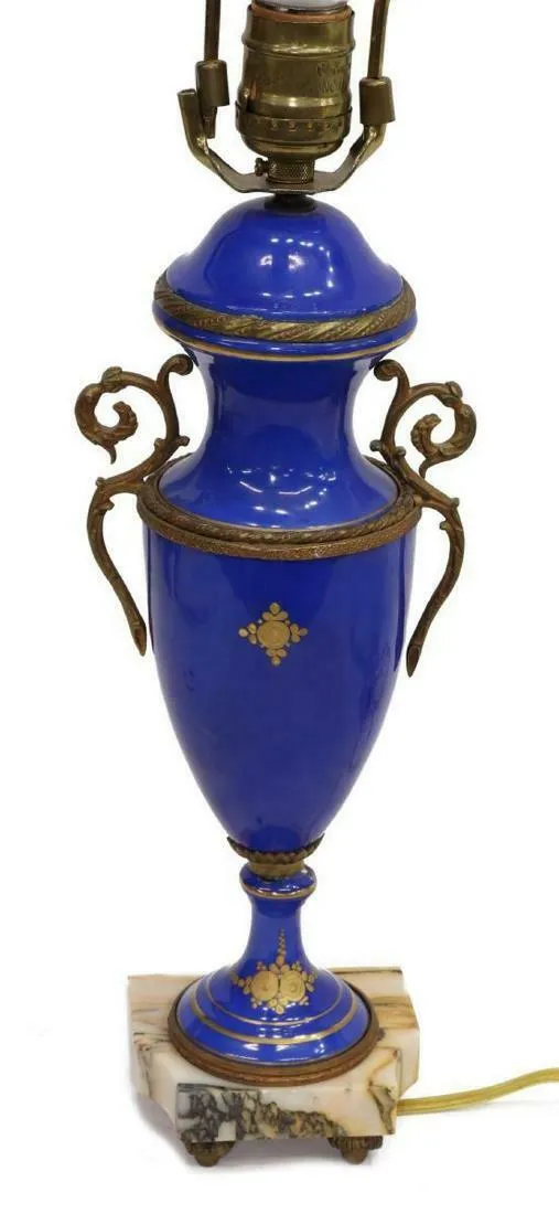 Lamp, Sevres Style, Hand Painted Figural Scene, Blue, Table, Exquisite Vintage!!