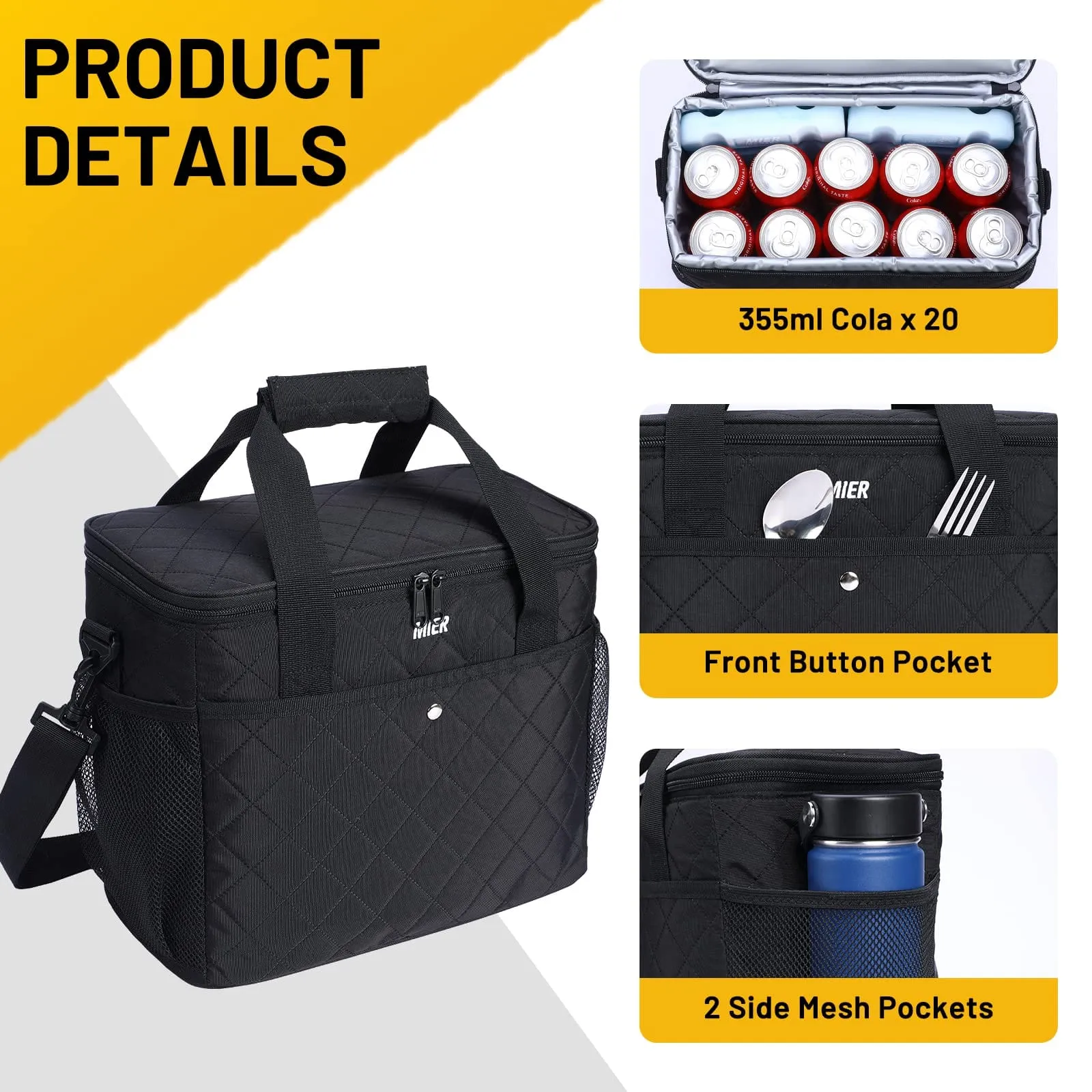 Large Soft Cooler Insulated Lunch Bag Tote for Men Women