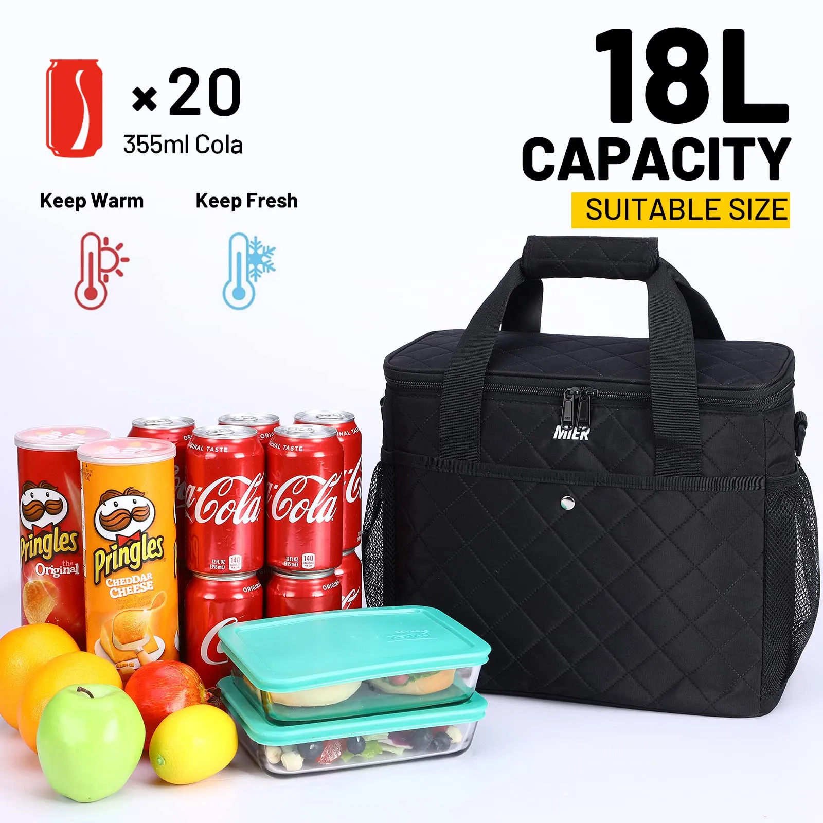 Large Soft Cooler Insulated Lunch Bag Tote for Men Women