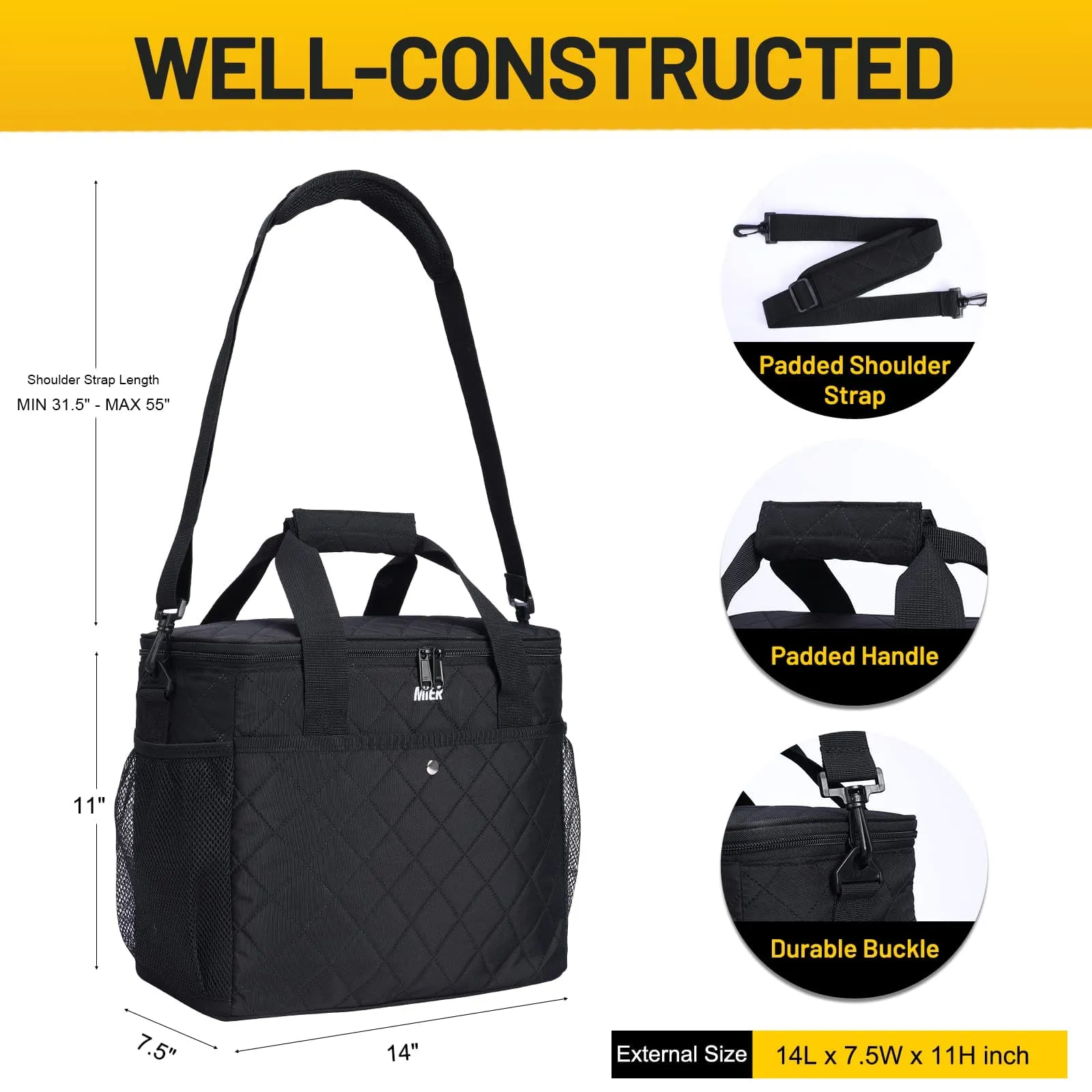 Large Soft Cooler Insulated Lunch Bag Tote for Men Women