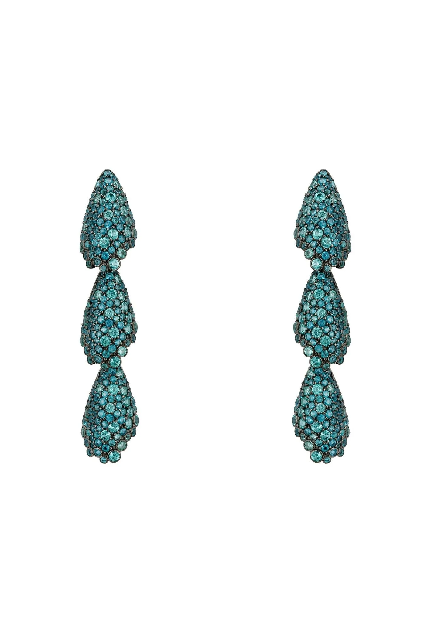 Latelita London Arabelle Aqua Earrings Silver Oxidised