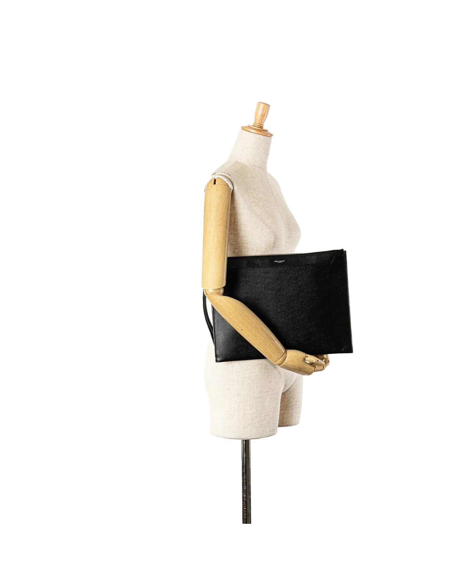 Leather Tablet Pouch with Top Zip and Interior Slip Pockets