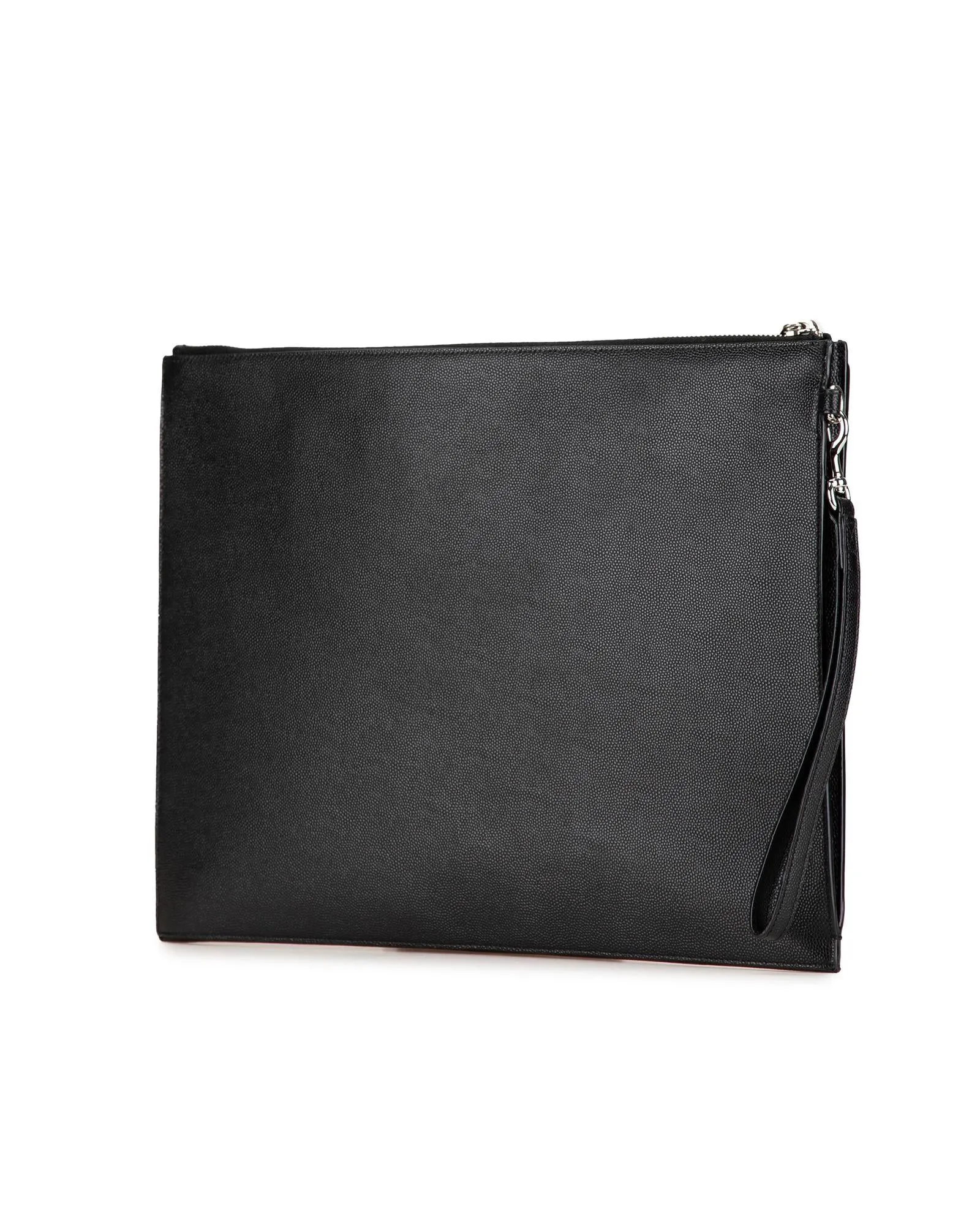 Leather Tablet Pouch with Top Zip and Interior Slip Pockets