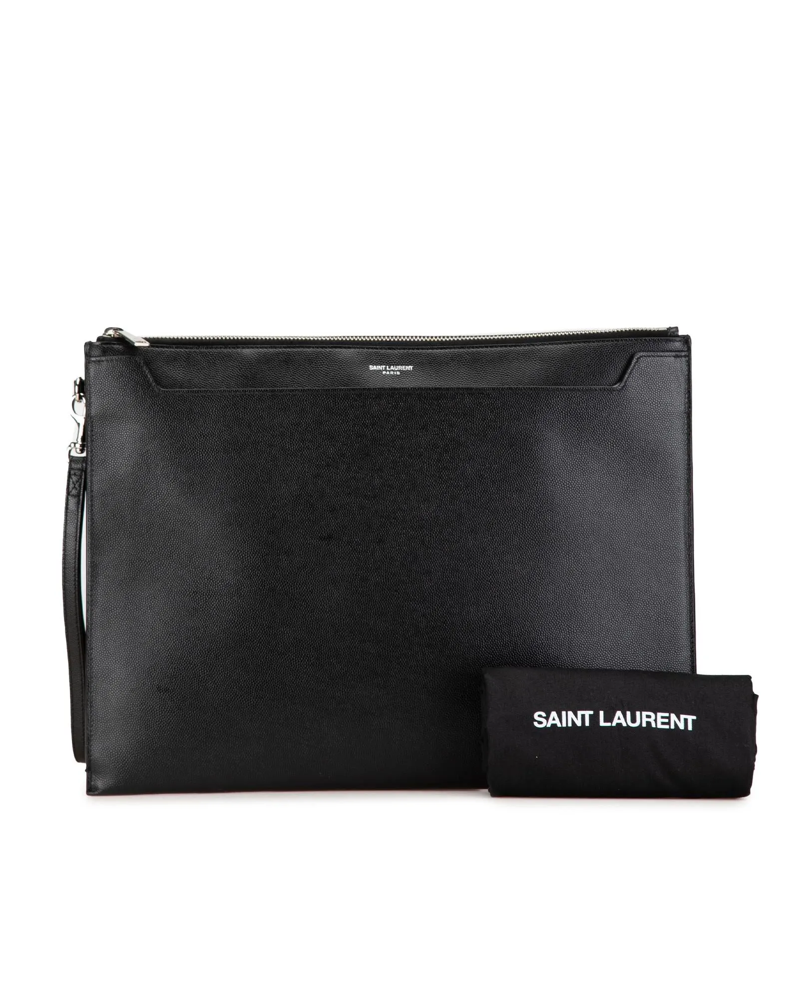Leather Tablet Pouch with Top Zip and Interior Slip Pockets