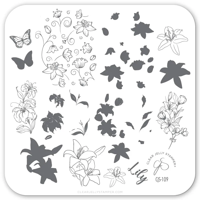 Lovely Lilies (CjS-109) Steel Layered Nail Art Stamping Plate