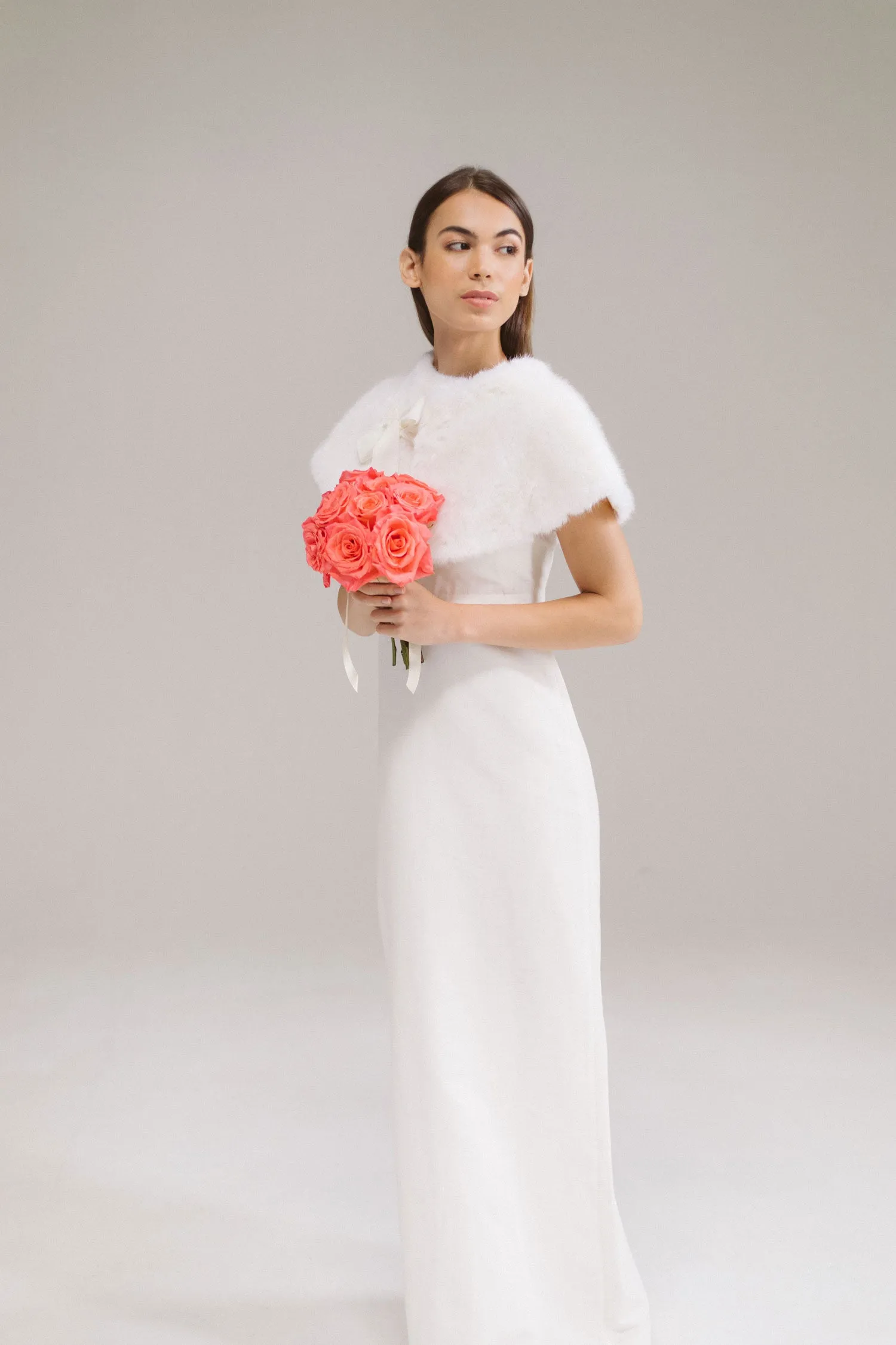 Lucilla: Faux Fur Short Bridal Cape