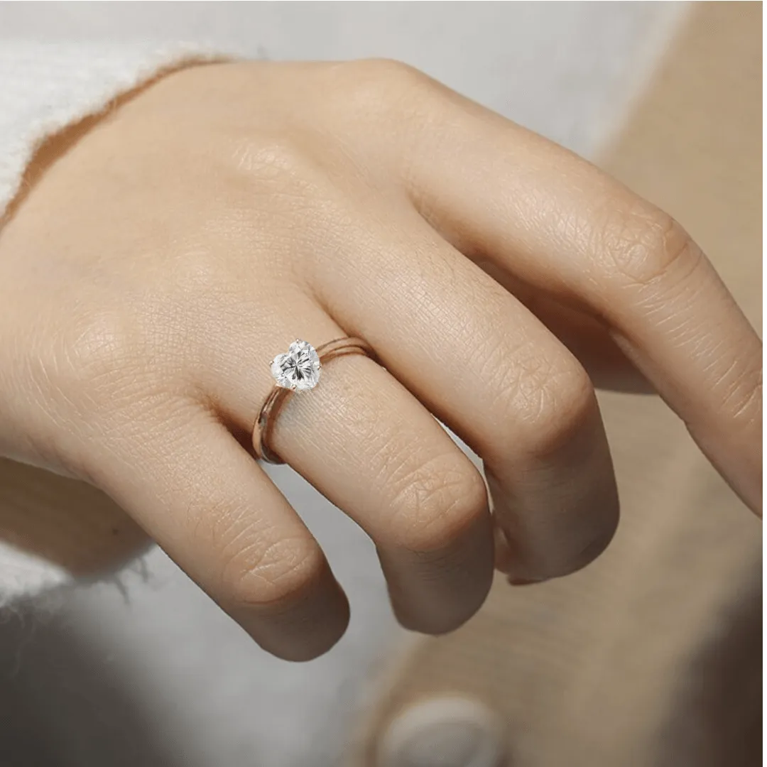 Moissanite Solitaire Heart Ring