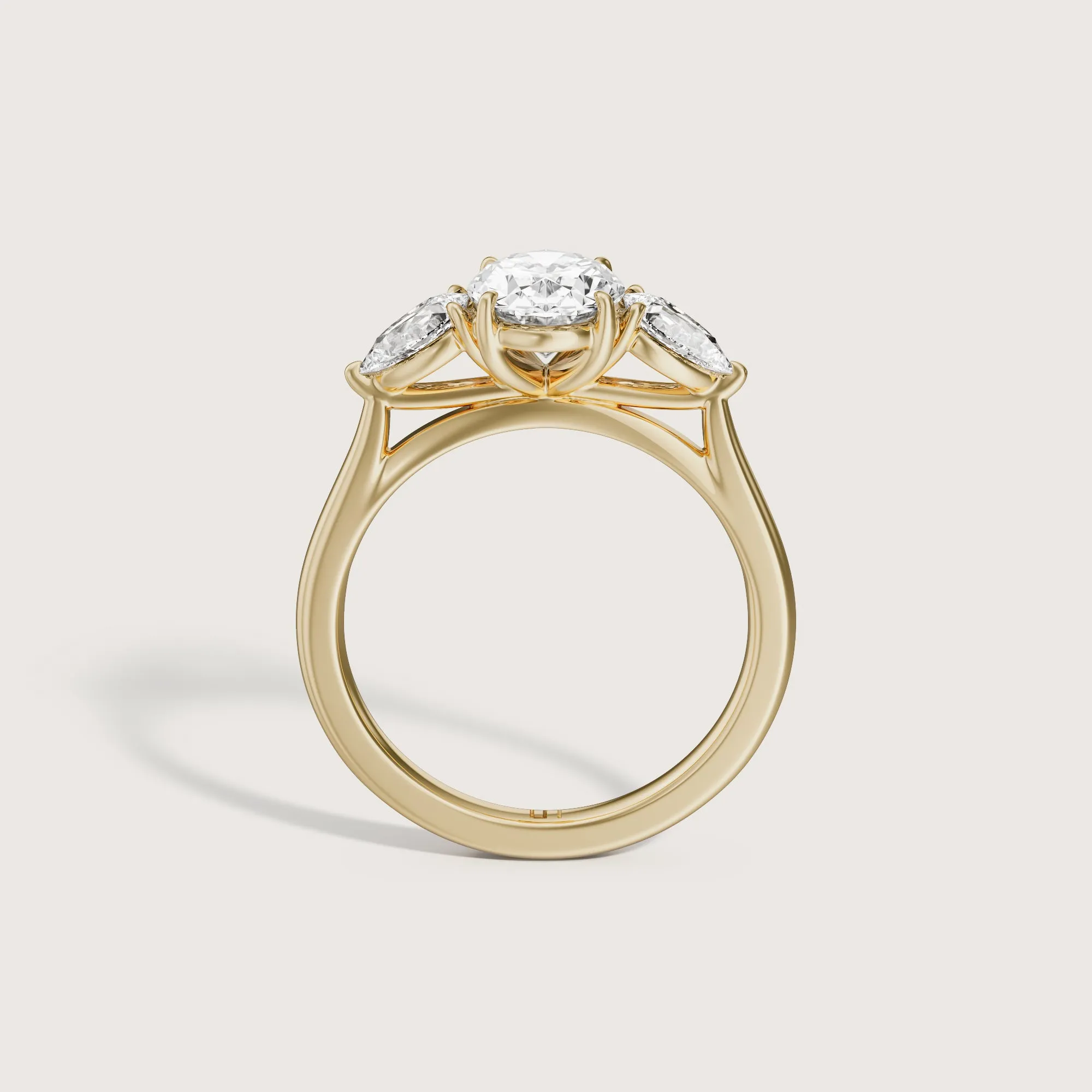 Peony Oval & Pear Side Stone Trilogy