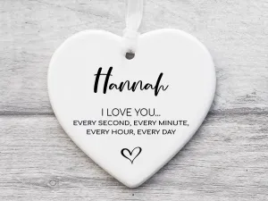 Personalised Ceramic Heart - Anniversary & Birthday - 'I Love You' Keepsake