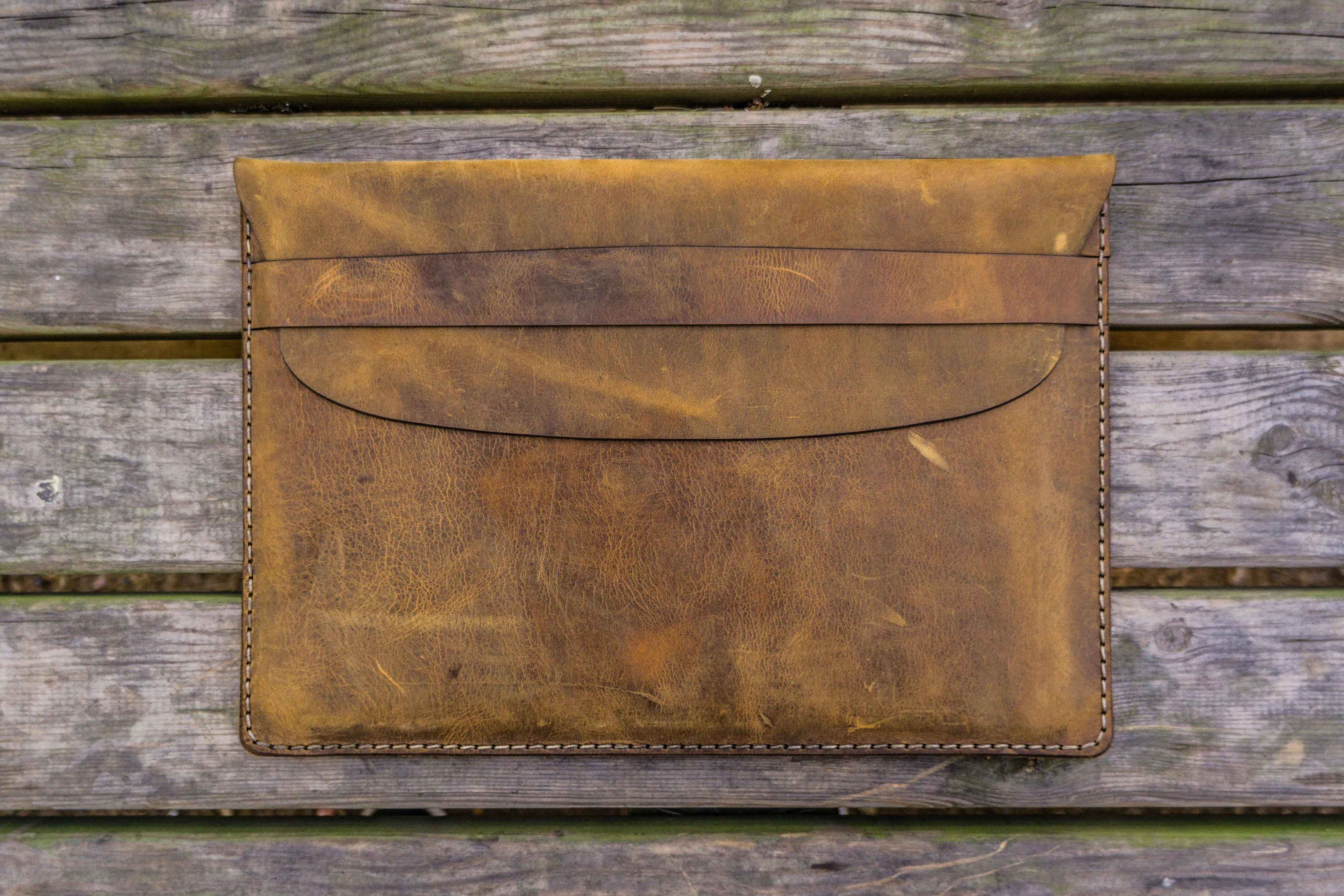 Personalized Leather MacBook Sleeves - Crazy Horse Brown