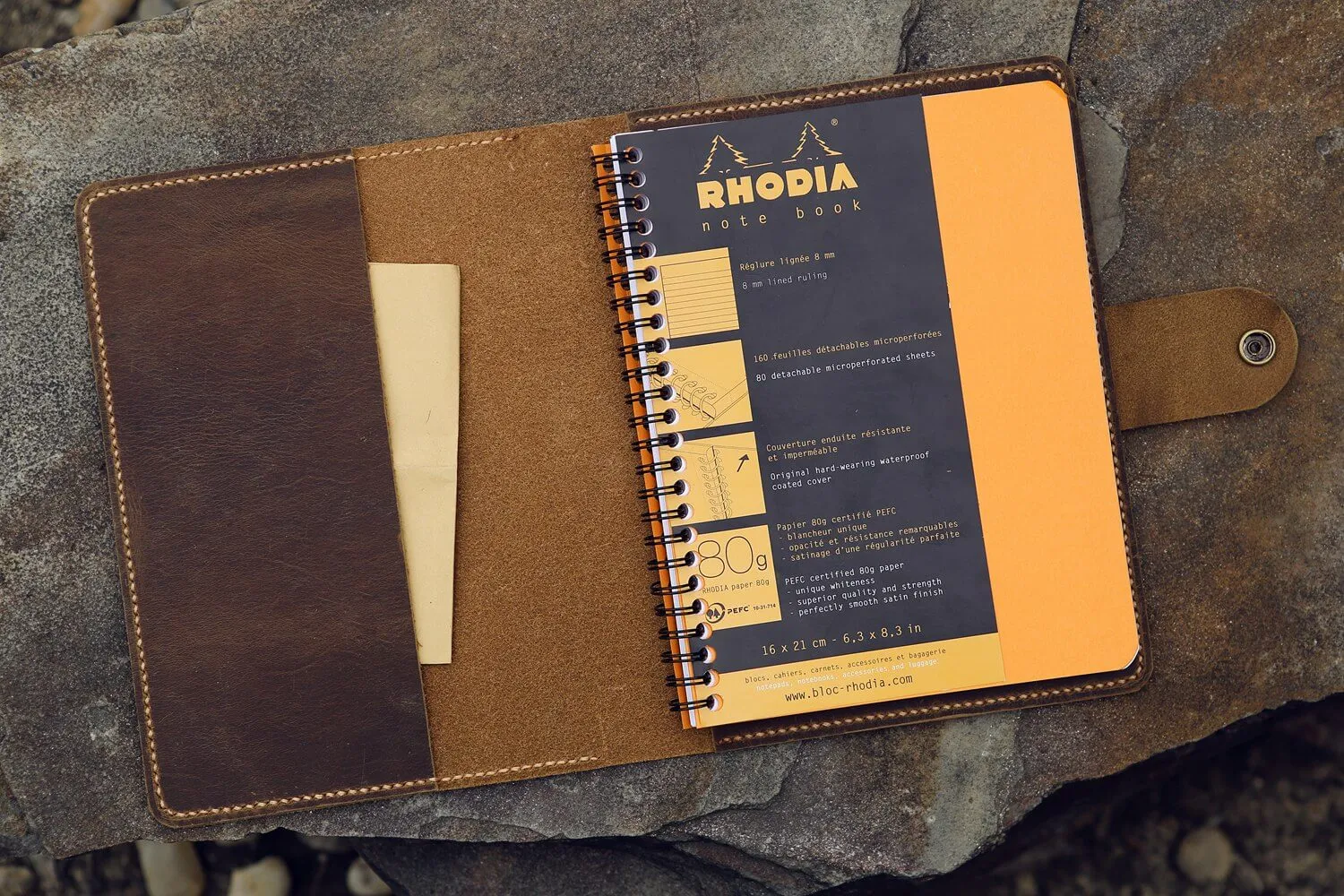 Personalized rhodia webnotebook leather cover A5