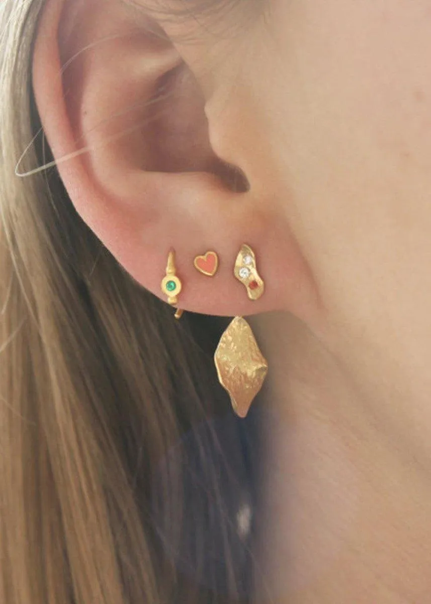 Petit Love Heart Coral Enamel - Gold