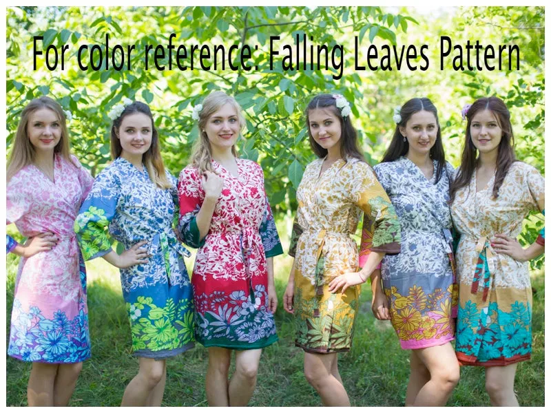 Pink Charming Collars Style Caftan in Falling Leaves Pattern