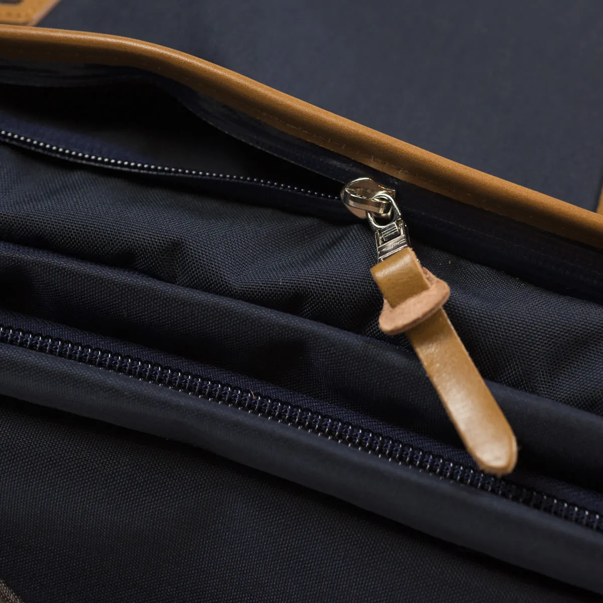 "Potential" backpack / overnighter, navy Cordura and tan leather