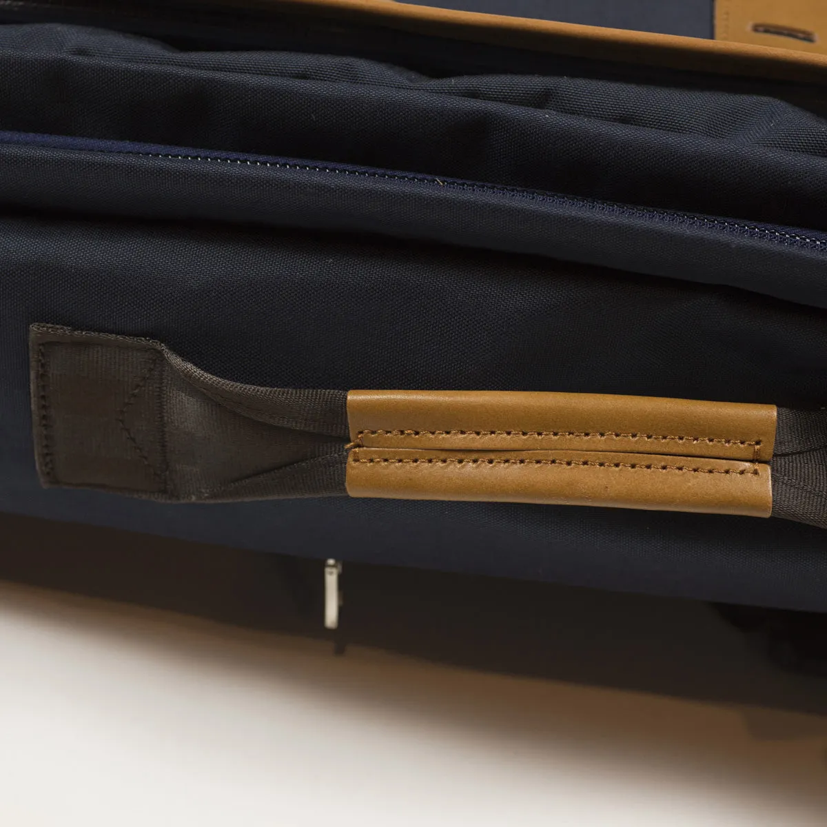 "Potential" backpack / overnighter, navy Cordura and tan leather