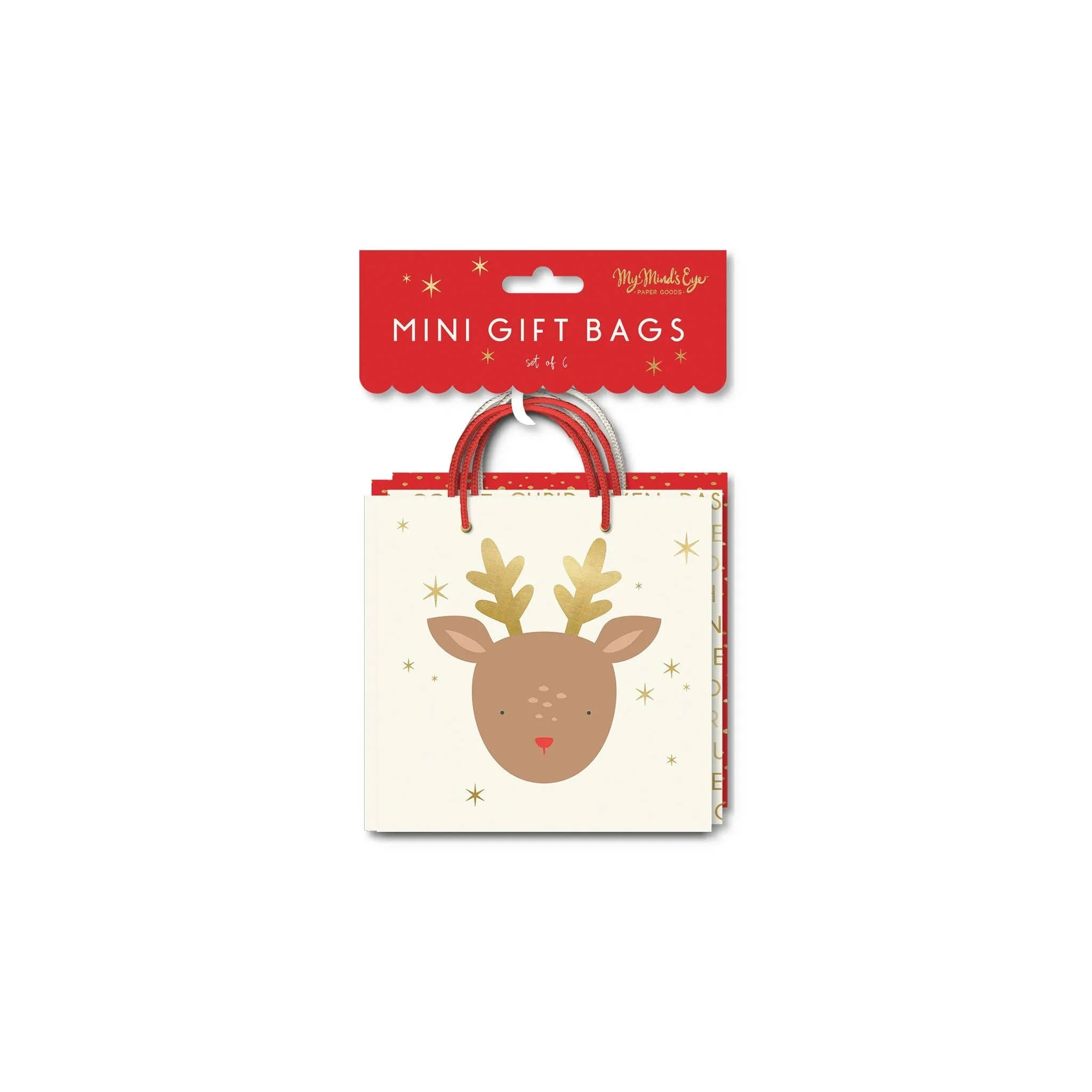 Reindeer Mini Gift Bag Set of 6 S9109