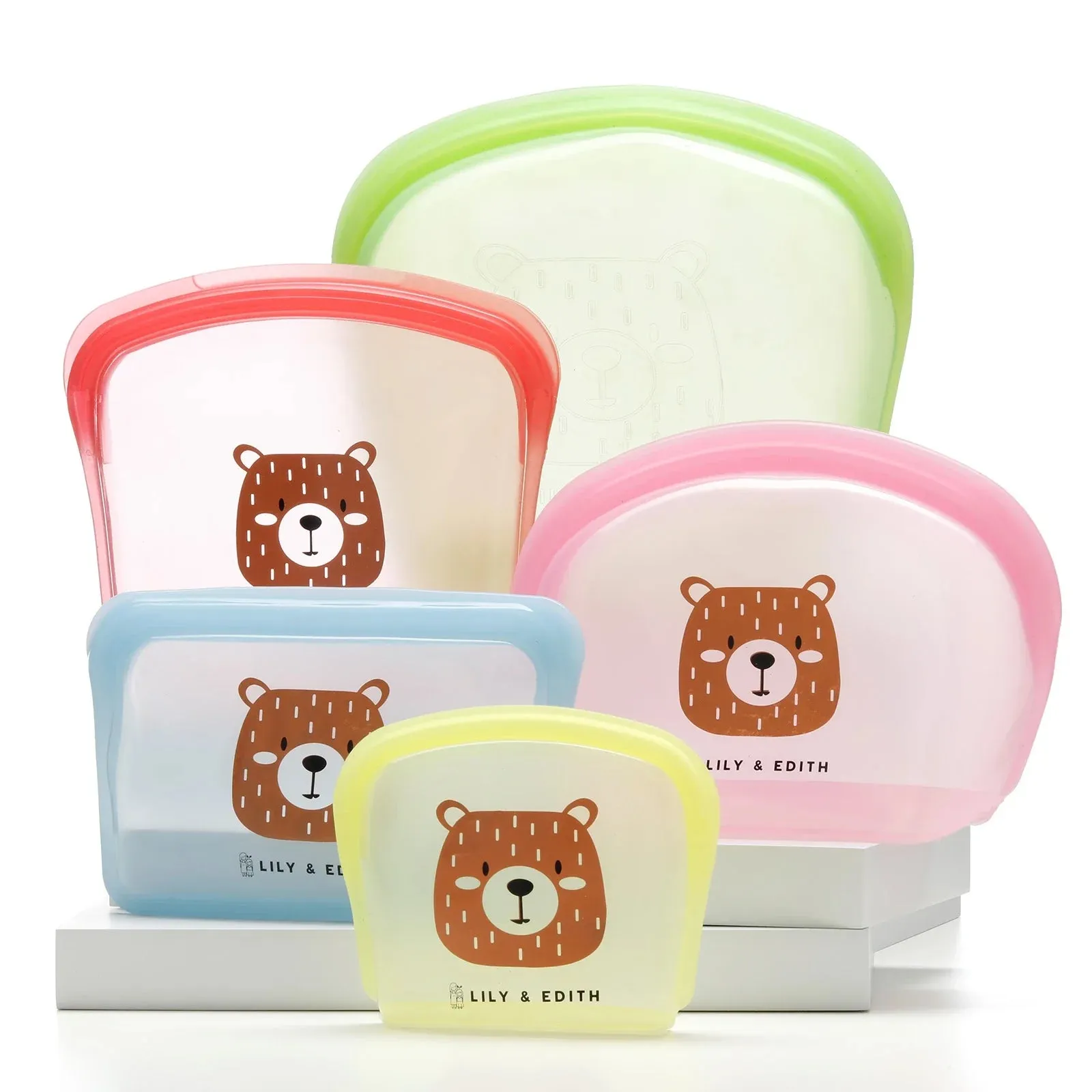 Reusable Silicone Bag Gift Box 5-Pack | Bear