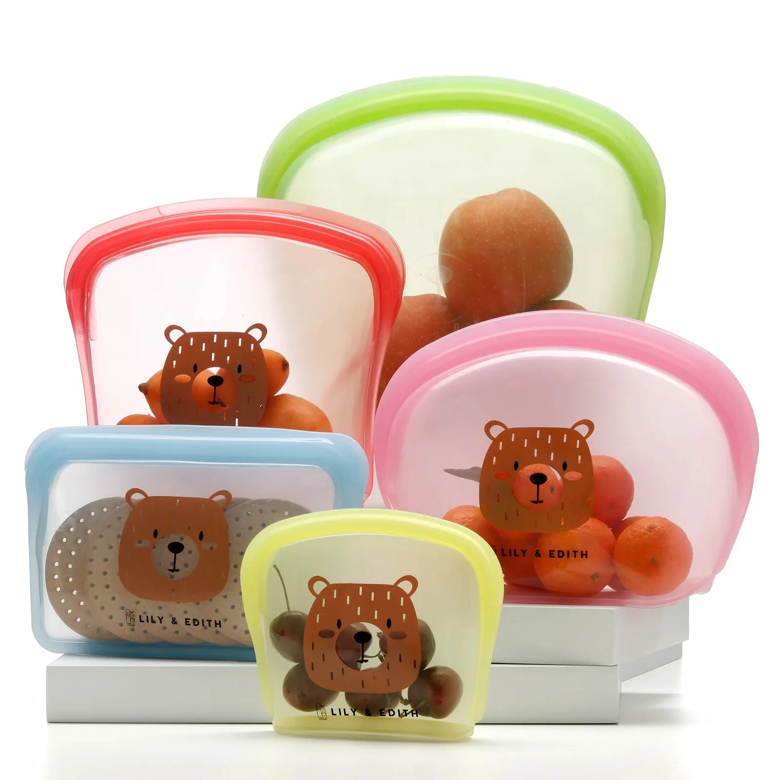 Reusable Silicone Bag Gift Box 5-Pack | Bear