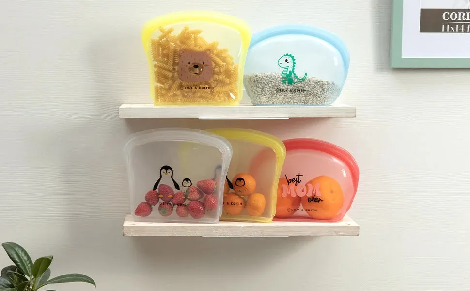 Reusable Silicone Bag Gift Box 5-Pack | Bear