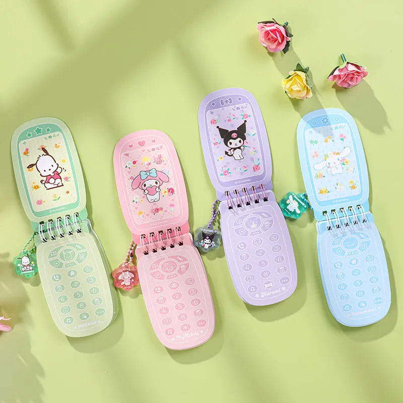 Sanrio Floral Flip Phone Design Tiny Spiral Notebook