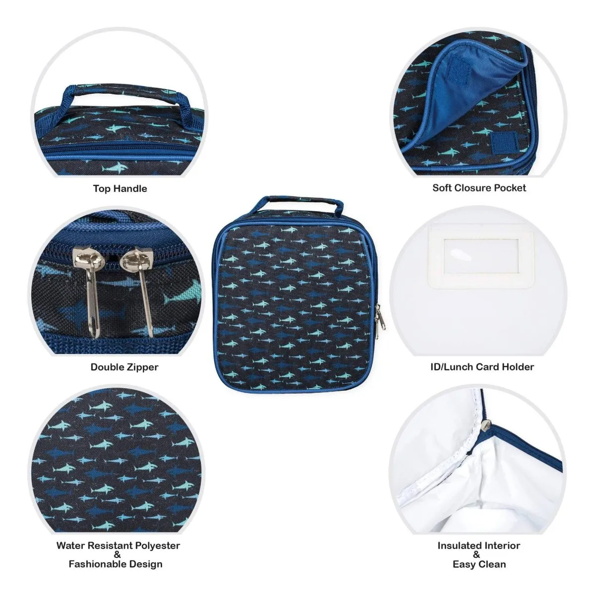 Shark Pattern Backpack & Lunchbag Set