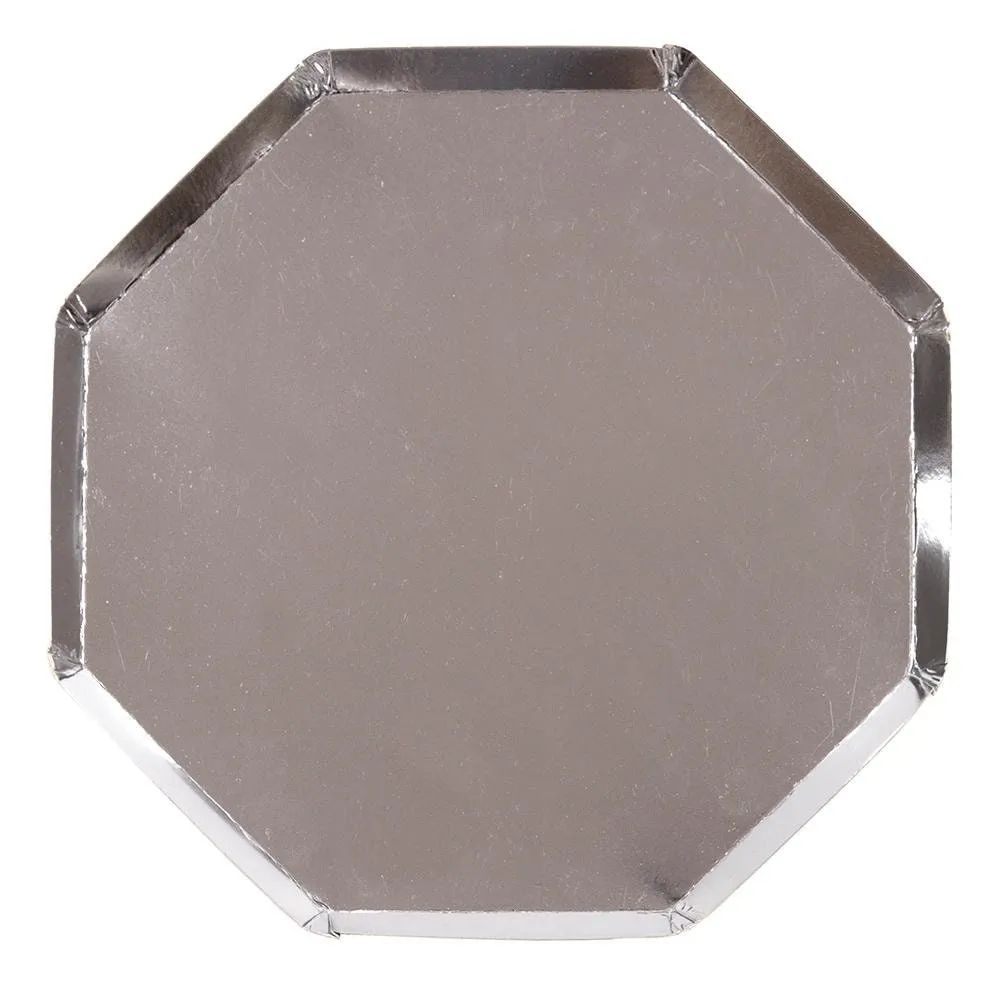 Silver Dinner Plates, Set of 8 Meri Meri Beautiful Basics Silver Foil Paper Plates (10" x 10")