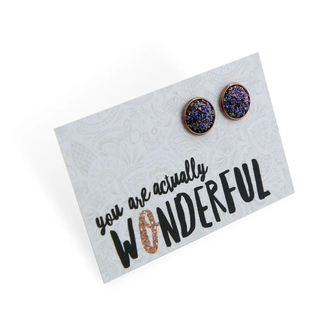 SPARKLEFEST - You Are Actually Wonderful - Vintage Copper 12mm Circle Studs - Gloss (11532)
