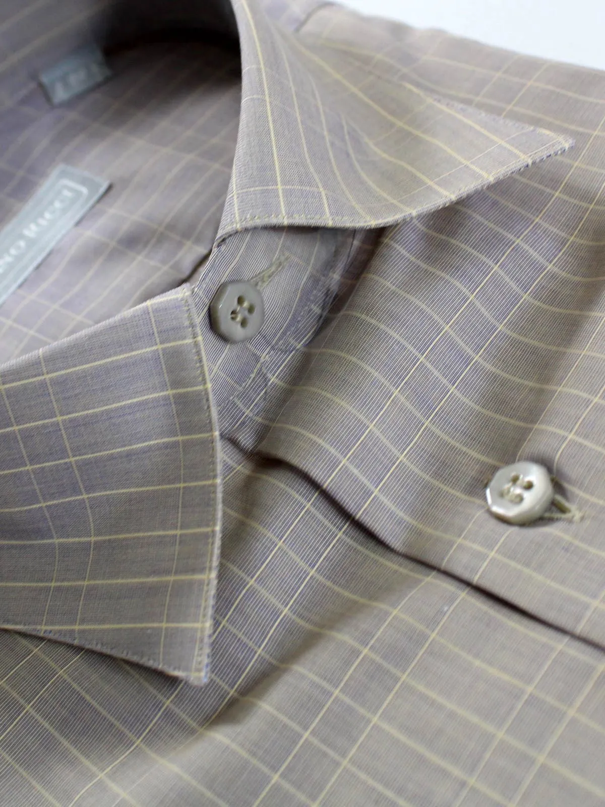 Stefano Ricci Short Sleeve Shirt Lavender Windowpane Design 43 - 17 SALE