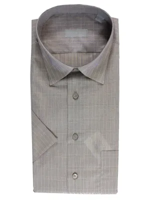 Stefano Ricci Short Sleeve Shirt Lavender Windowpane Design 43 - 17 SALE