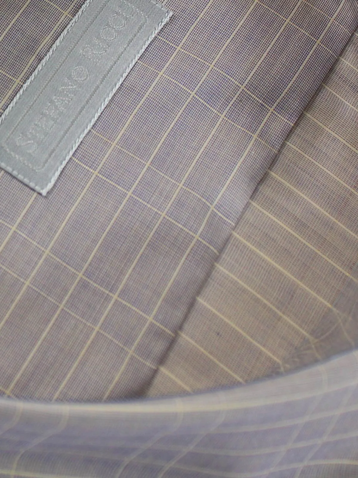 Stefano Ricci Short Sleeve Shirt Lavender Windowpane Design 43 - 17 SALE