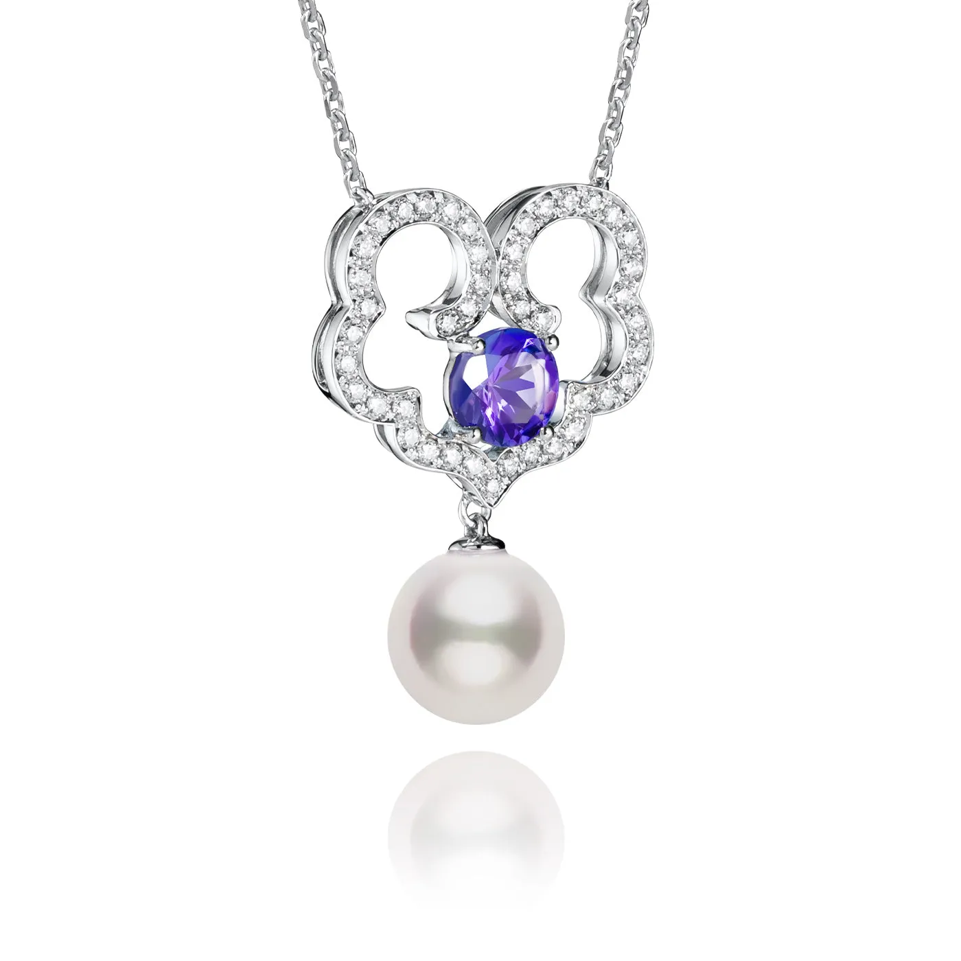 The Timeless Blessings Necklace 18kt White Gold with Tanzanite and Diamond