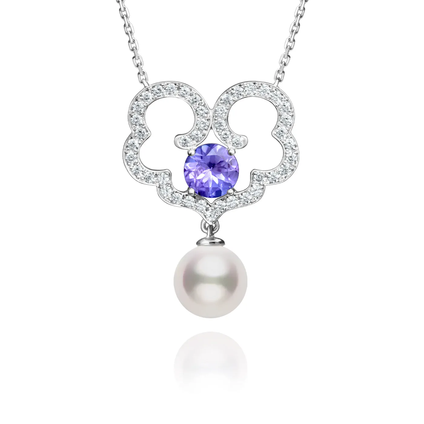 The Timeless Blessings Necklace 18kt White Gold with Tanzanite and Diamond