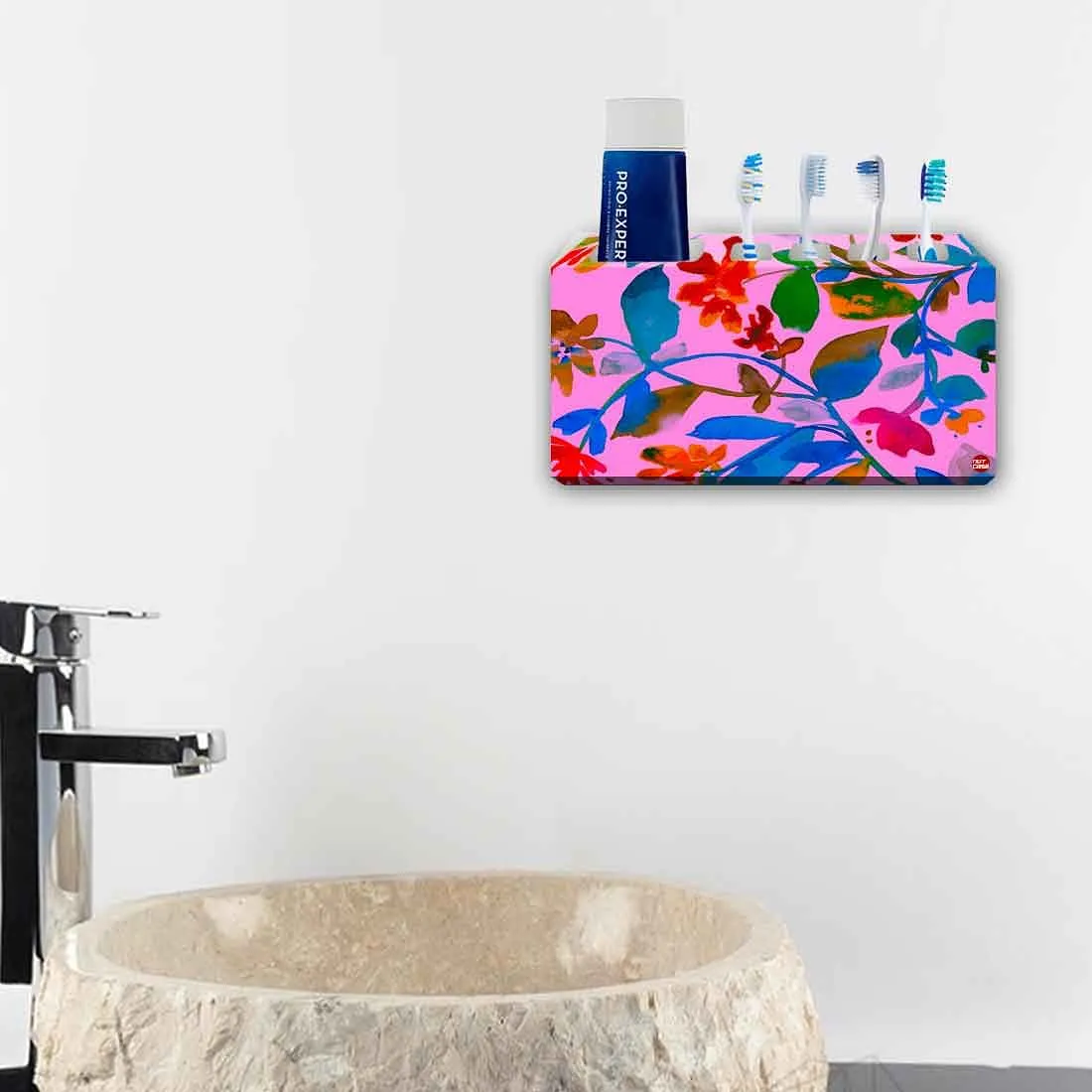 Toothbrush Holder Wall Mounted -Floral Watercolour
