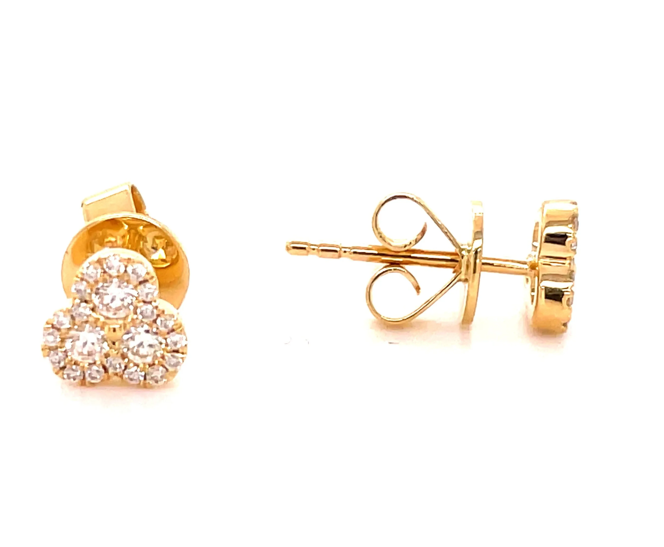 Triangle Diamond Cluster Yellow Gold Earrings