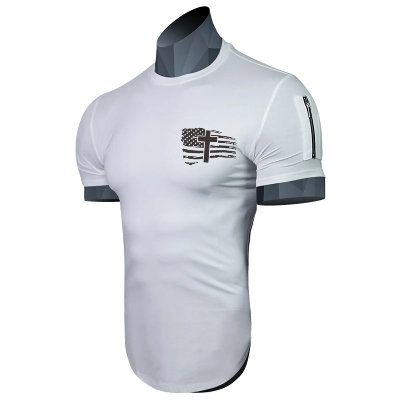 USA FLAG SLEEVE POCKET GRAPHIC TEE