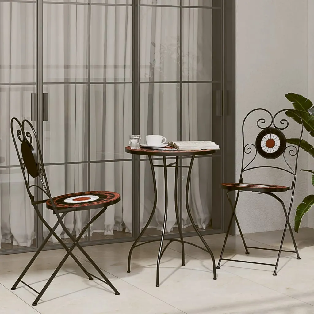 vidaXL Mosaic Bistro Table Terracotta and White Ø50x70 cm Ceramic