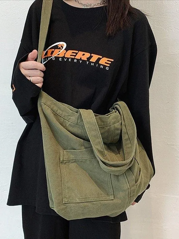 Vintage Wash Large Shoulder Bag