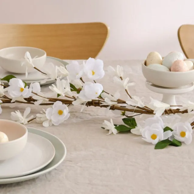 White Blossom Artificial Flower Garland 1.8m