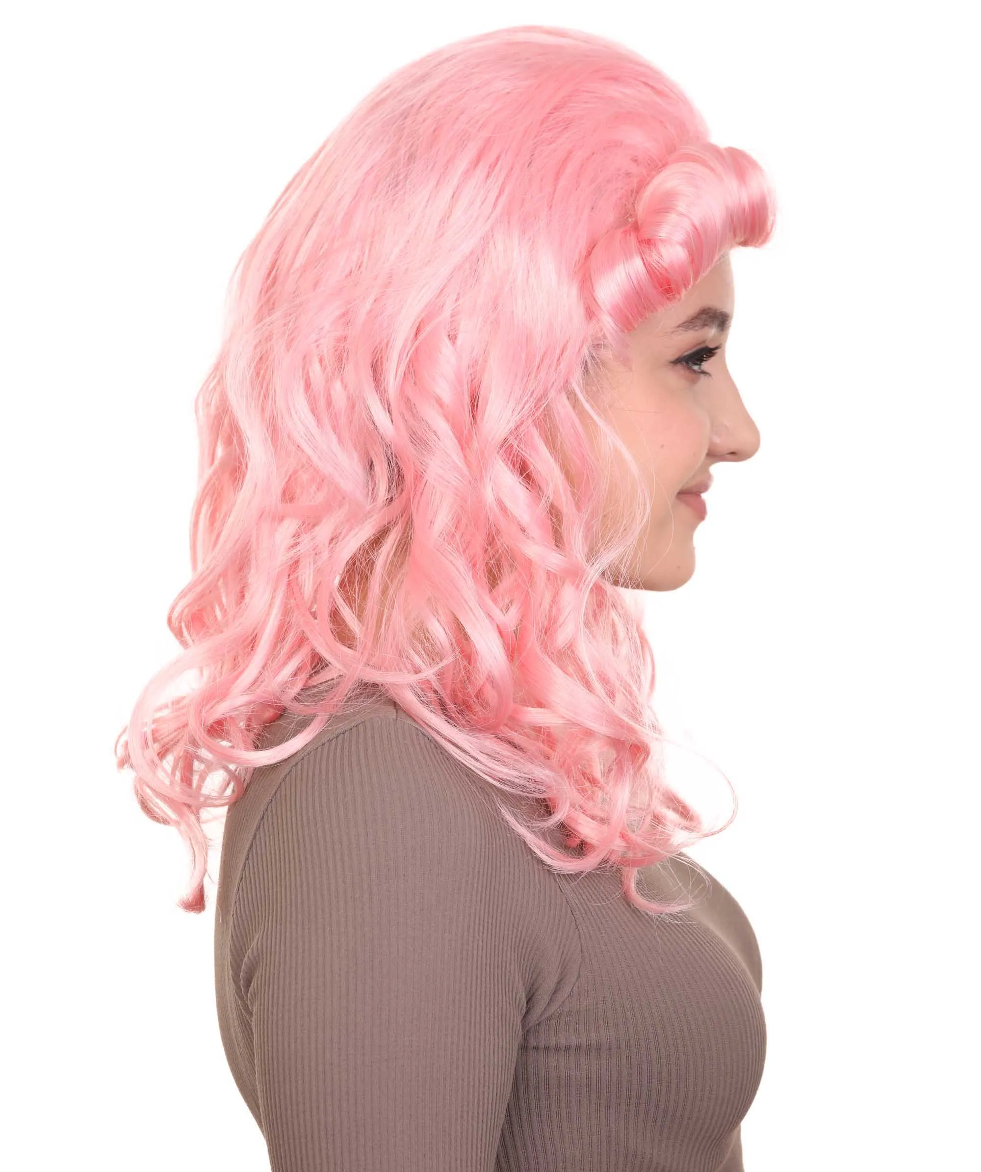 Womens 40's Pin Up Girl Wig | Pink Vintage Wig | Premium Breathable Capless Cap