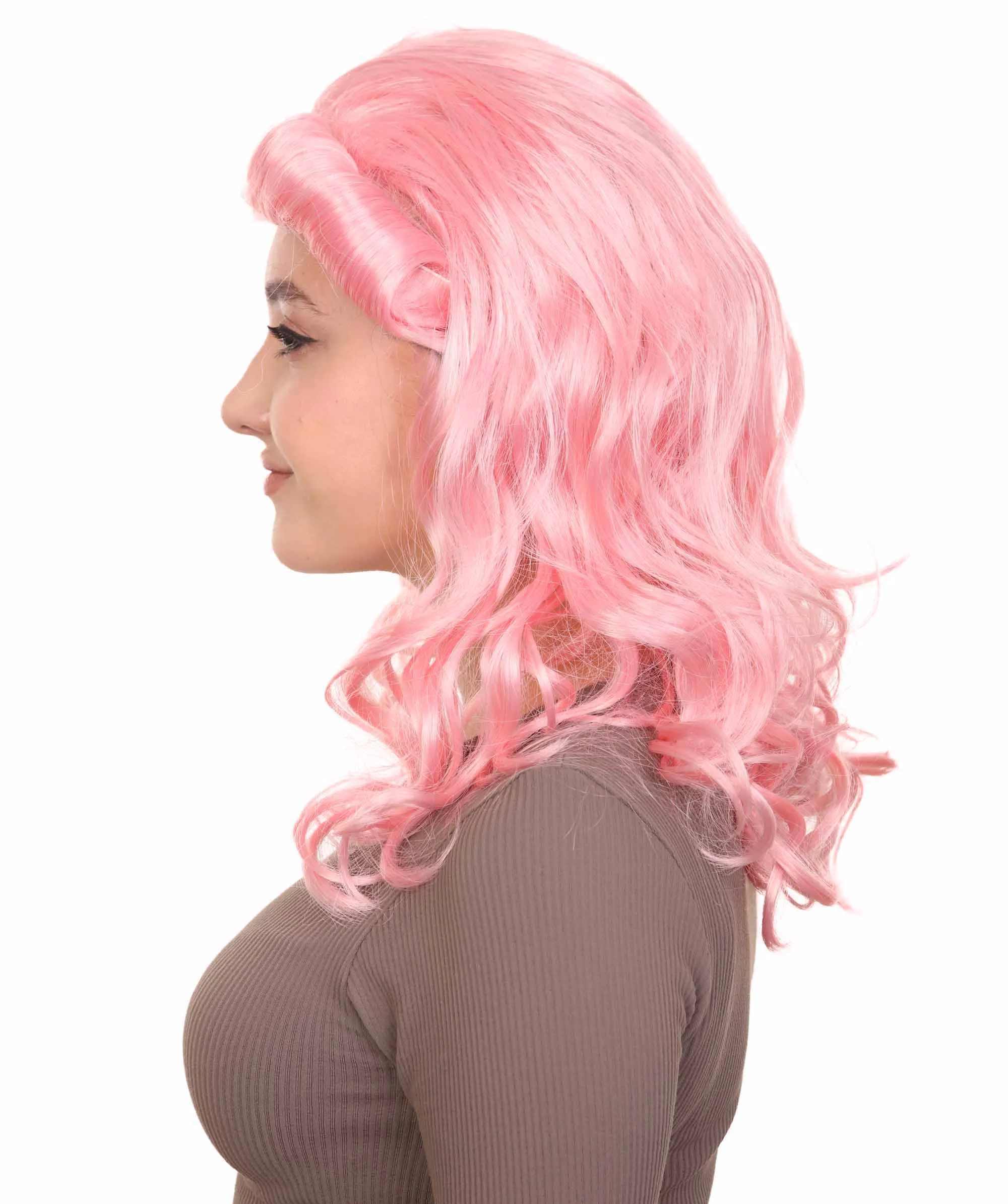 Womens 40's Pin Up Girl Wig | Pink Vintage Wig | Premium Breathable Capless Cap