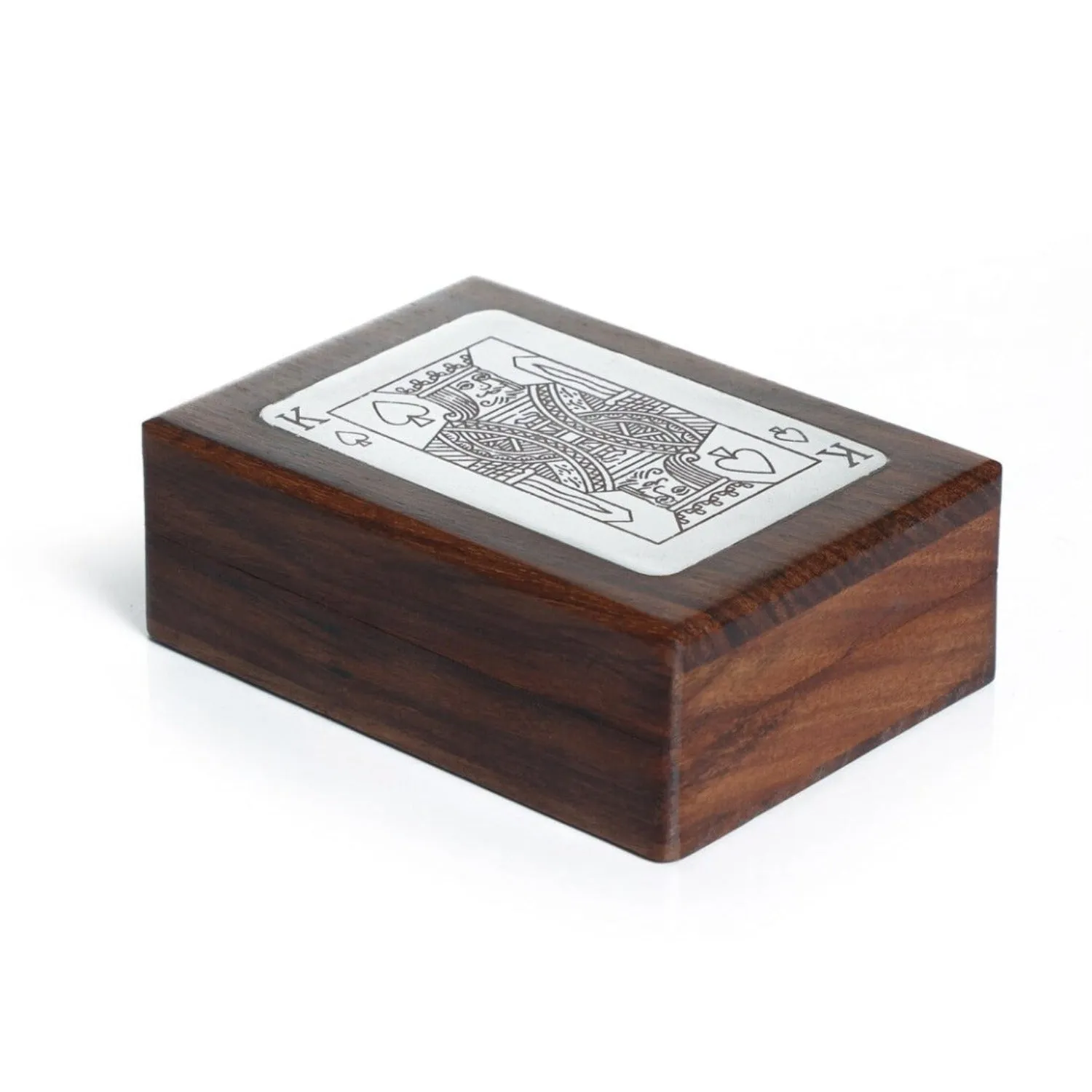 Wooden Playing Card Holder Box with Playing Card (Sheesham-Walnut)